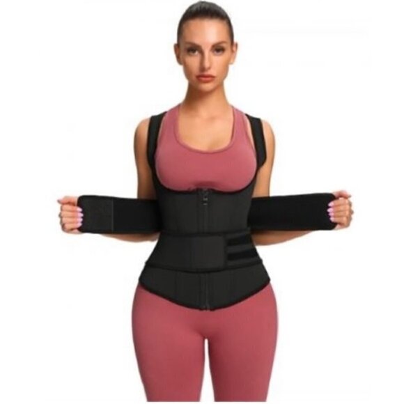 Nwot - Women’s Workout Vest With Double Belts In Black. Size: 6xl. - Picture 7 of 8